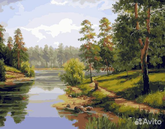 Картина по номерам утро на реке ZX 10104