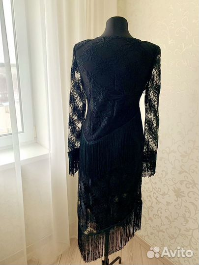 Платье женское новогоднее 46 черное кружево