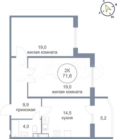 2-к. квартира, 71,6 м², 6/17 эт.