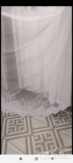 Тюль белый по низу вышивка