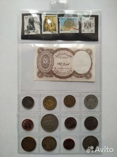 Набор Египет монеты марки купюра