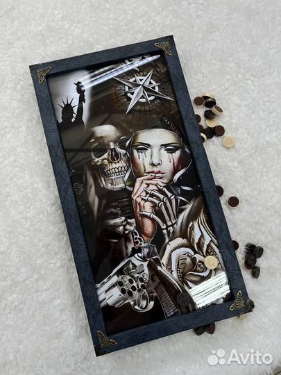 Нарды ручной работы со стеклом 