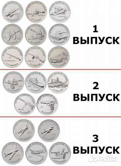 Монеты Оружие Великой Победы Конструктор оружия 25