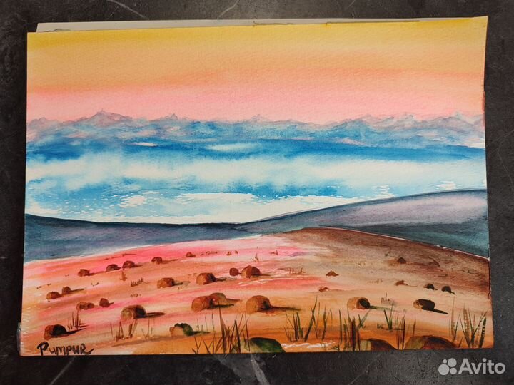 Картина акварель осень пейзаж