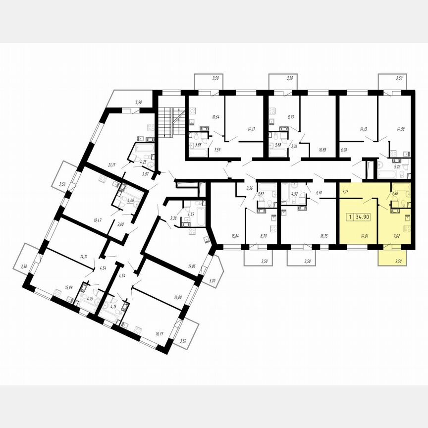 1-к. квартира, 34,9 м², 3/3 эт.