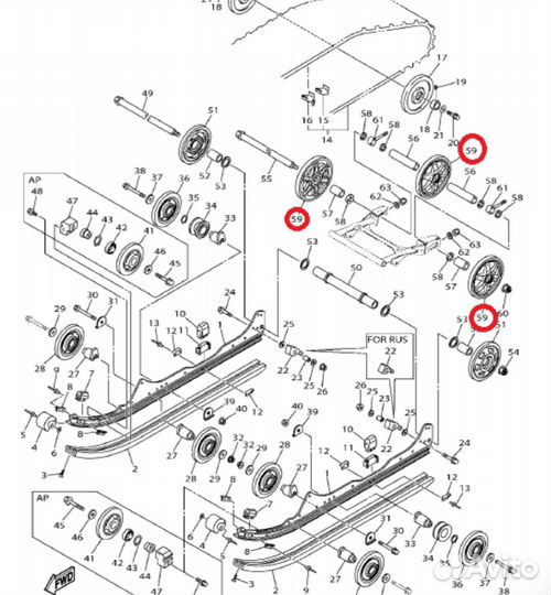 Ролик трака снегохода Yamaha VK540E 205mm