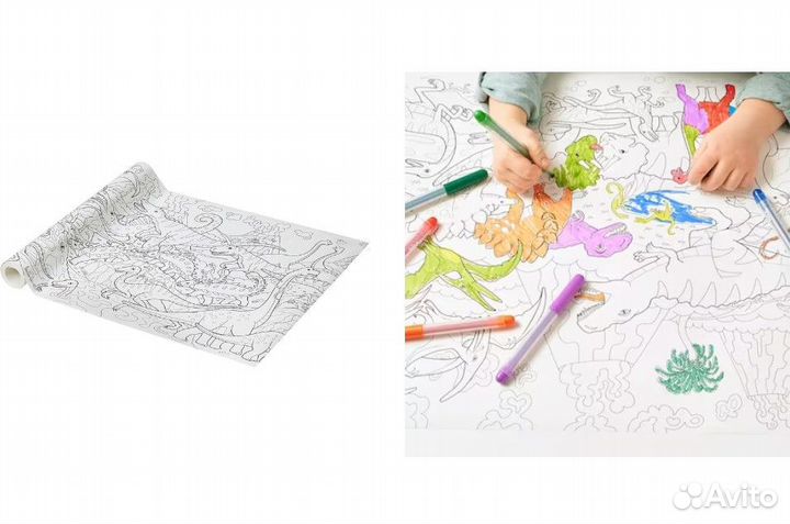 Раскраска с динозаврами икеа обои 10м