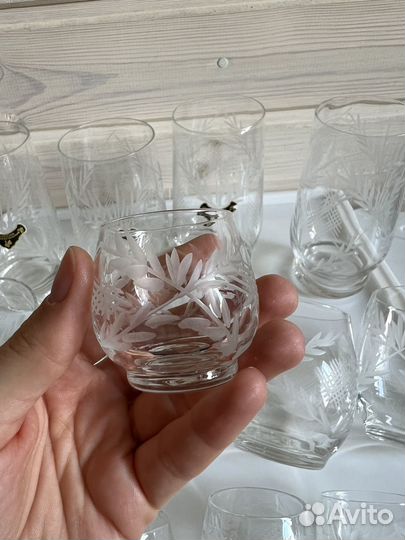 Набор стаканов, рюмок гусь хрустальный