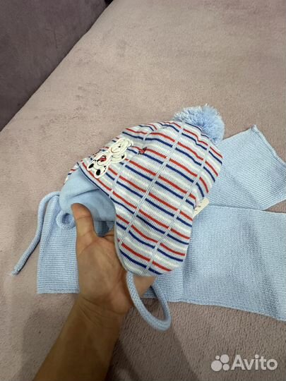 Шапка и шарф детские новые 1-1.5 год