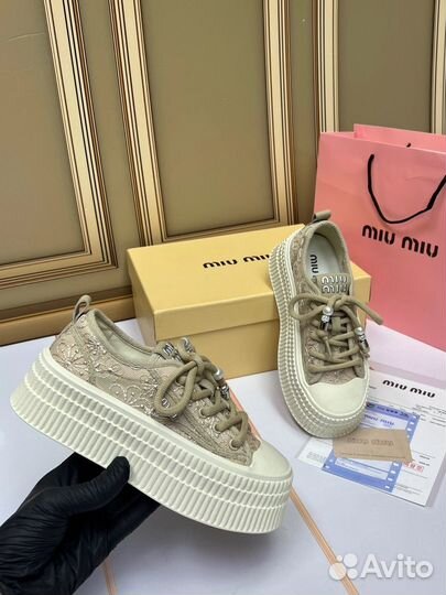 Кеды женские miu miu на платформе