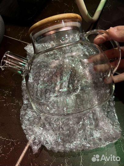 Чайник стеклянный жаропрочный с подставкой