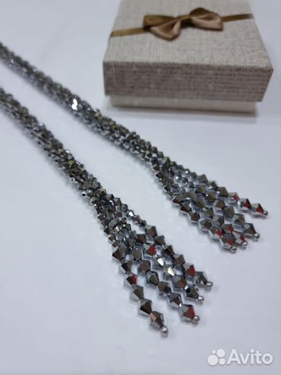 Бусы бисер Smode Jewelry серебристые