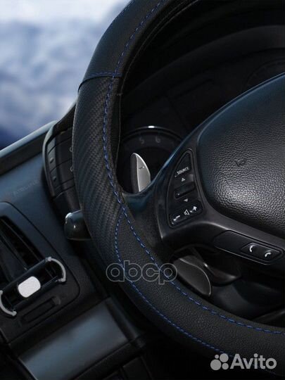 Оплетка на руль, искусст. кожа, текстура карбон