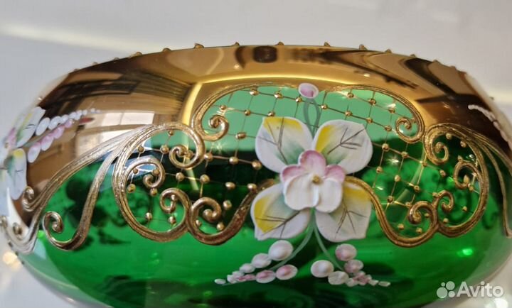 Конфетница на трёх ножках, Bohemia (20,5 см, зелен