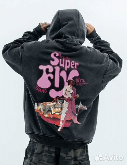 Худи оверсайз мужское с принтом варенка y2k