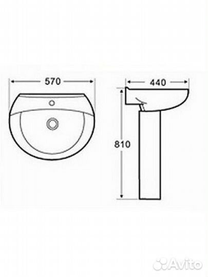 Раковина Style 6002 голубая с пьедесталом