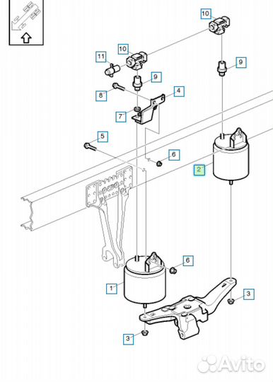 Задняя пневмо подушка Вольво Фш 13