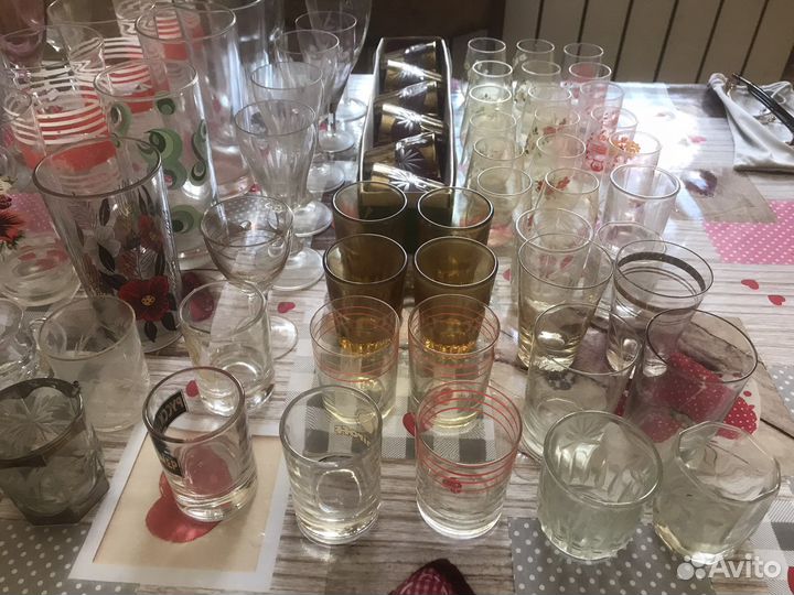 Рюмки, стопки, стаканы граненные и др