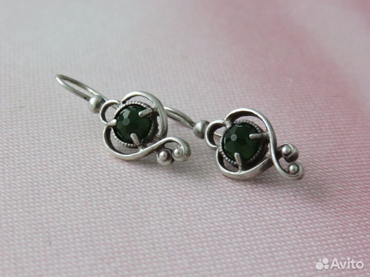 Серебряные серьги Серебро Русские самоцветы СССР