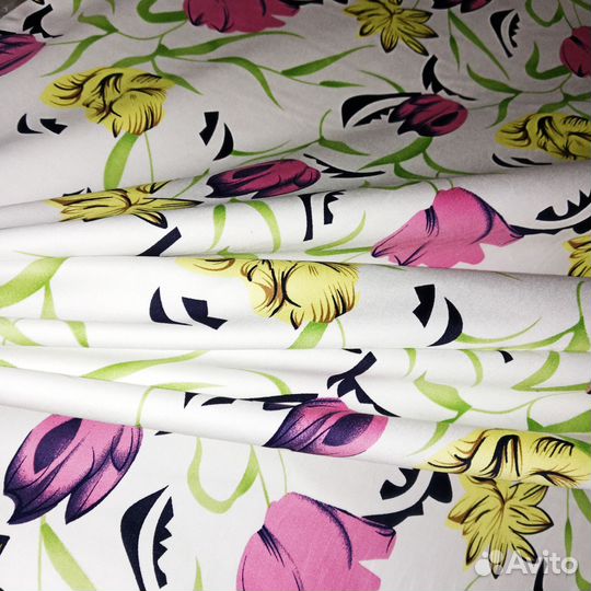 Ткань, роскошный хлопок стрейч тюльпаны лилии