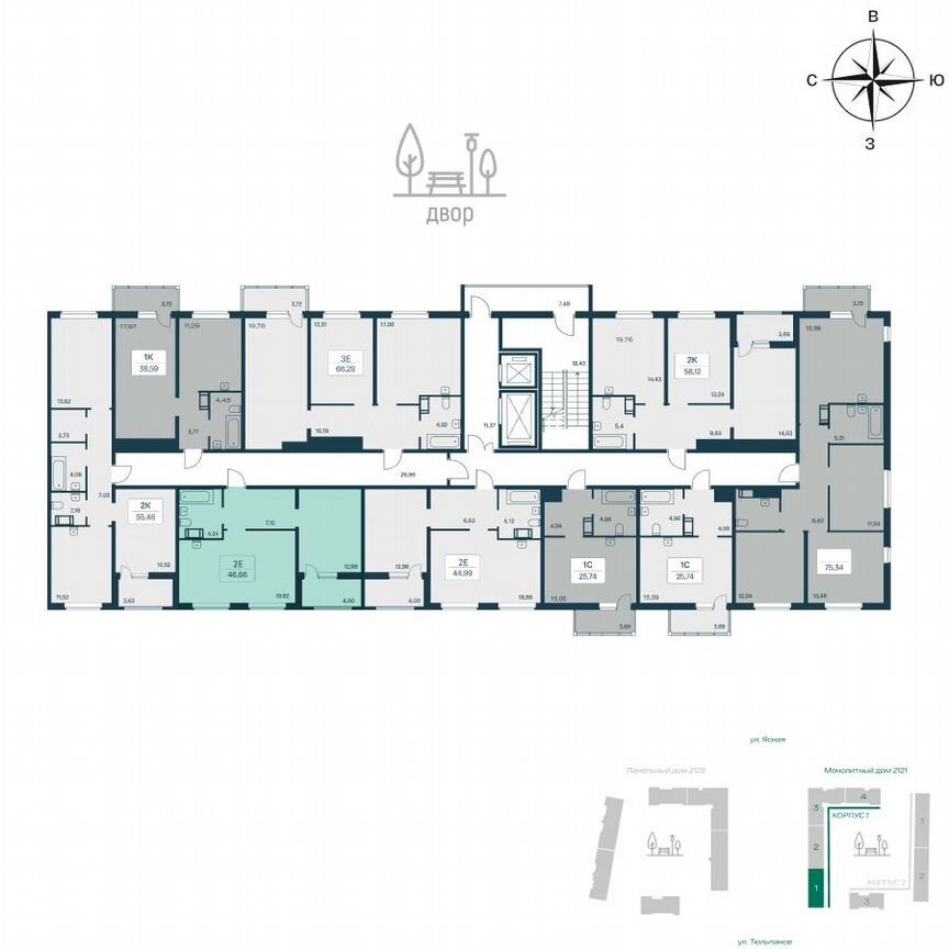 1-к. квартира, 46,7 м², 7/11 эт.