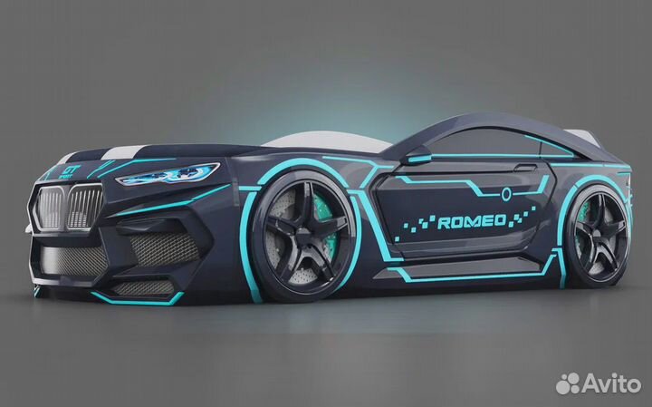 Детская Кровать машинка Romeo-M неон
