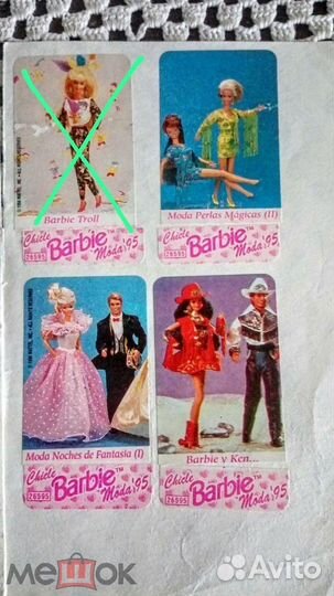 Наклейки вкладыши жвачка Barbie Наклеены