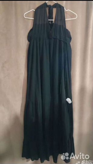 Сарафан длинный хлопок чёрный платье длинное 42