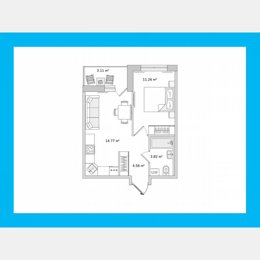 1-к. квартира, 39,5 м², 2/16 эт.