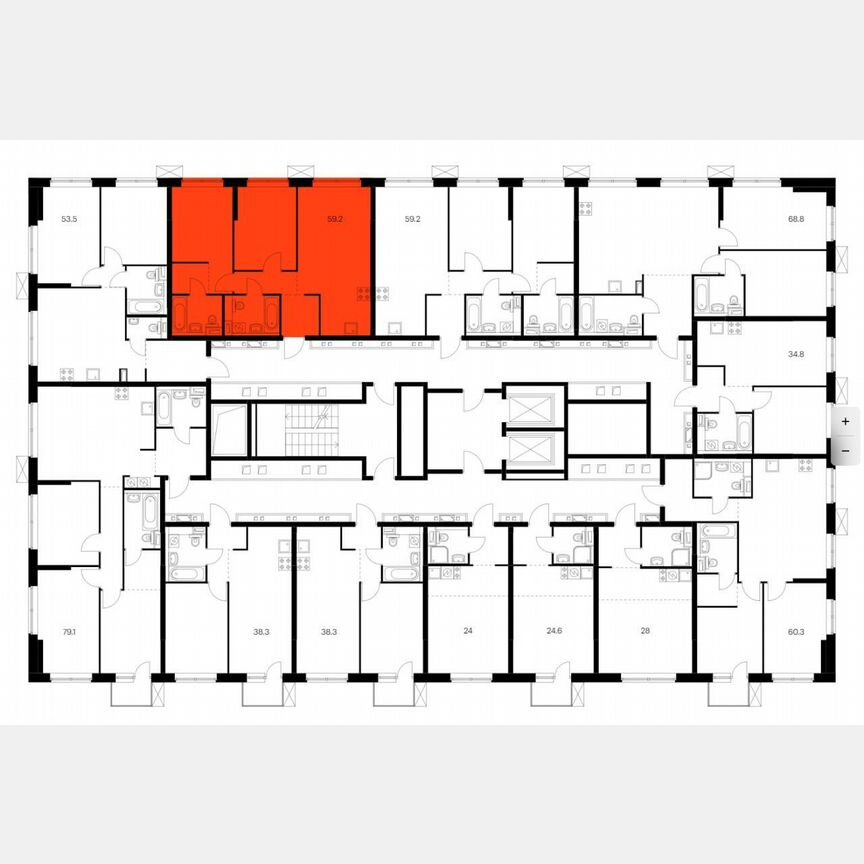 2-к. квартира, 59,2 м², 7/12 эт.