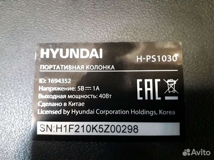 Портативная колонка Hyundai H-PS1030
