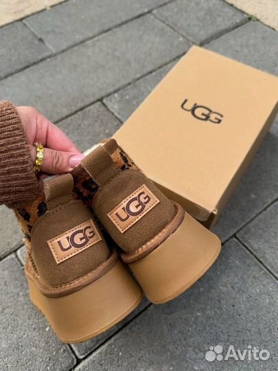 Угги UGG натуральная зашма и мех леопардовые