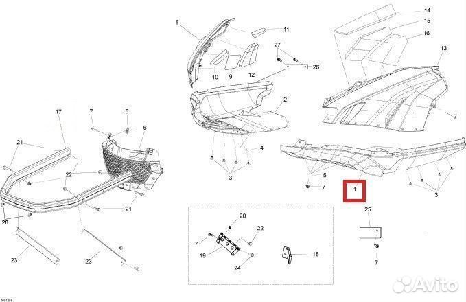 502007436 Боковая панель левая нижняя черная Ski-D