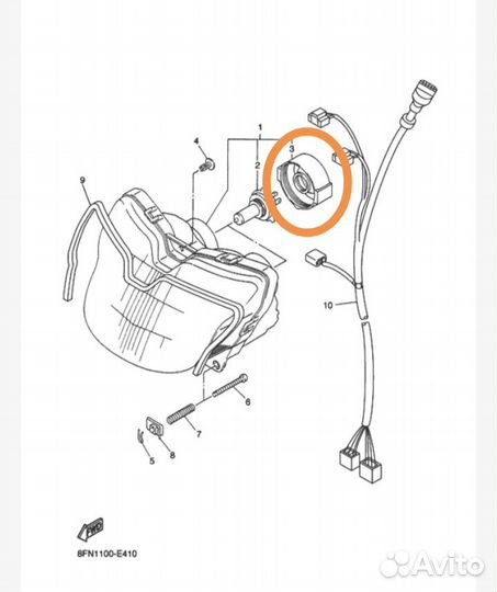Новая оригинальная заглушка фар Yamaha Vk 10
