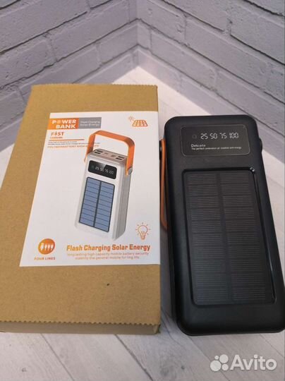 Power bank 50000 mah с солнечной батареей, фонарь