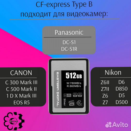 Карта памяти в фотоаппарат CFexpress Type A 512 Gb