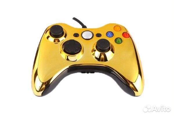 Геймпад проводной для Xbox 360 хром золото