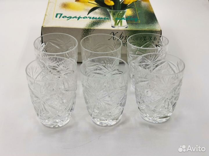 Стопки хрустальные СССР 6 штук новые 6,5 см