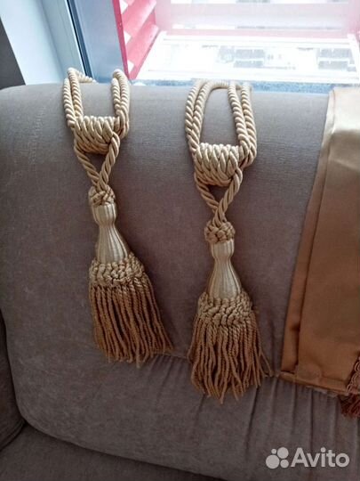 Роскошные портьеры бронзовые с ламбрекеном