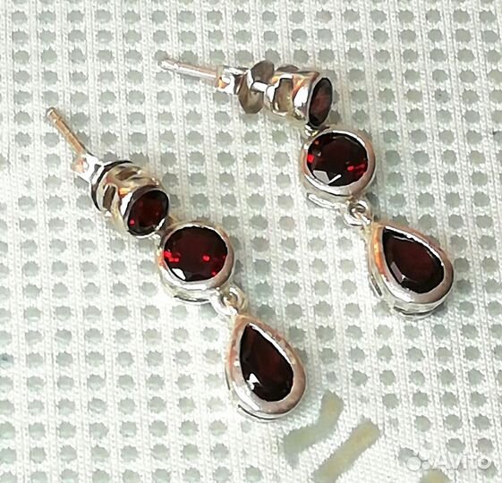 Серьги серебро гранат С361