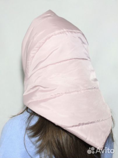 Дутая косынка голубая розовая кремовая