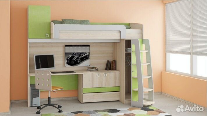 Двухэтажная кровать со шкафами