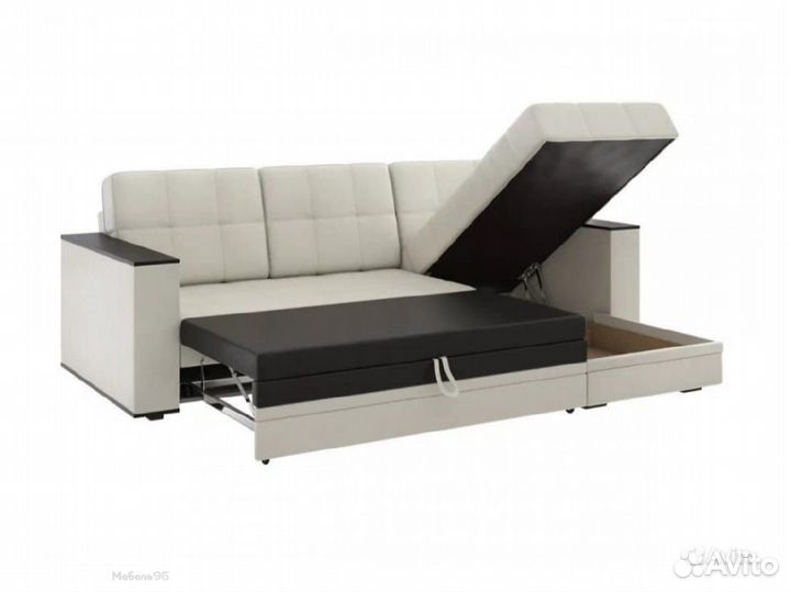 Диван угловой Атлант без столика кожзам бежевый (к