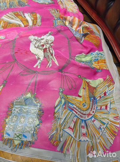 Палантин шелковый hermes 180х90 италия