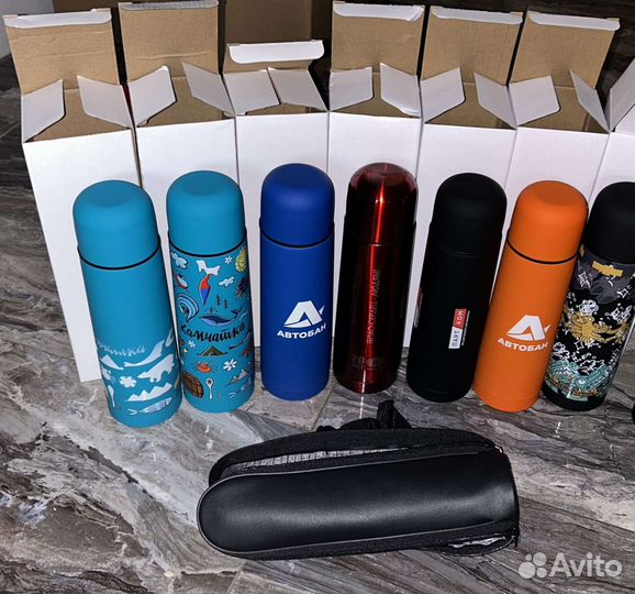 Термосы 500 мл с клапаном в чехле