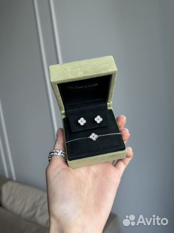 Комплект серьги и браслет van cleef с бриллиантами