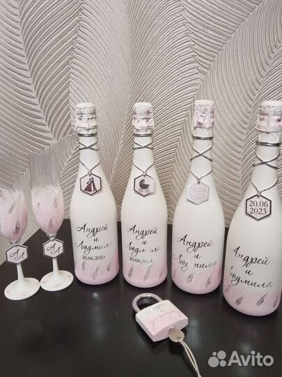 Свадебный набор, бутылки на свадьбу, аксессуары
