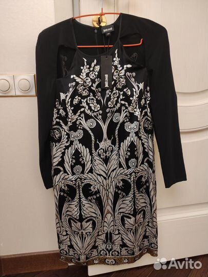 Just cavalli платье s чёрное с узором