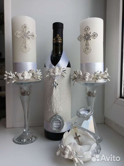 Набор для крещения свечи бонбоньерки на крестины