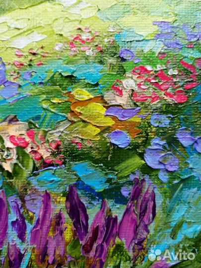 Пейзаж с горами Картина маслом Горная долина